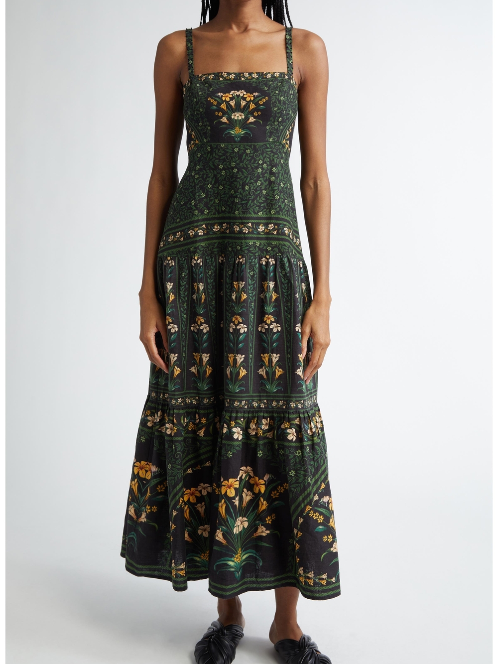 FARM Rio Flowers Arch Black Sleeveless Maxi Dress NWT Size L